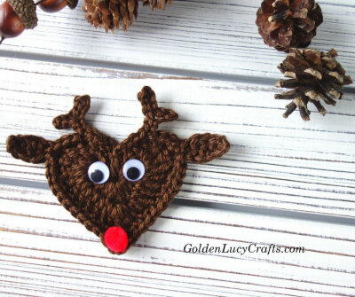 Crochet Reindeer Applique Or Ornament
