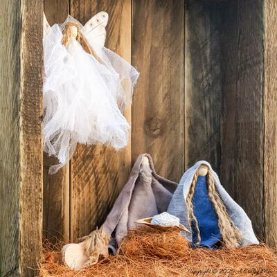 Clothespin And Twine Nativity Scene