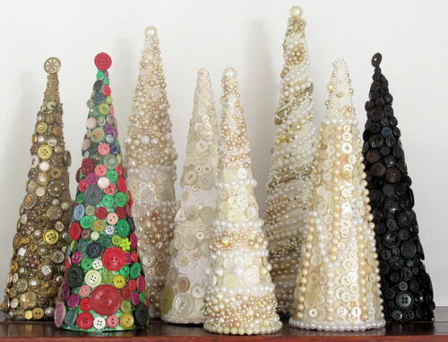 Button Decorated Christmas Trees
