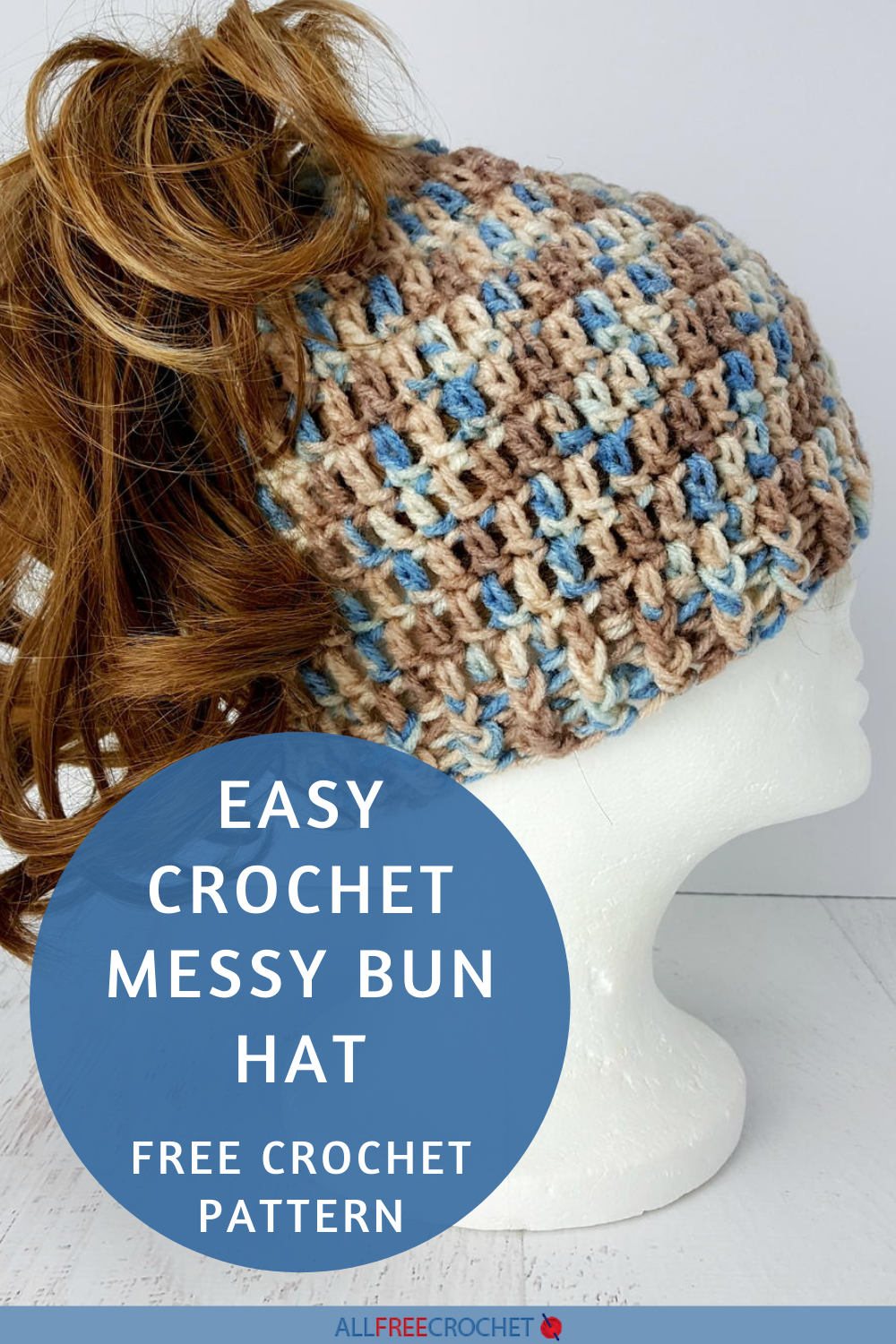 Easy Messy Bun Hat Crochet Pattern | AllFreeCrochet.com