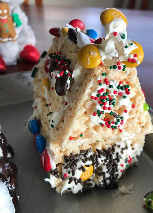 The Easiest Rice Krispies Gingerbread House