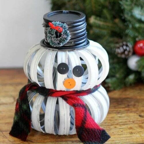 Mason Jar Lid Snowman