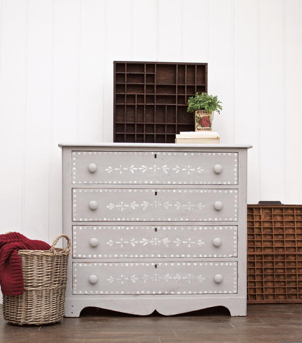 Rustic Stenciled Dresser Makeover