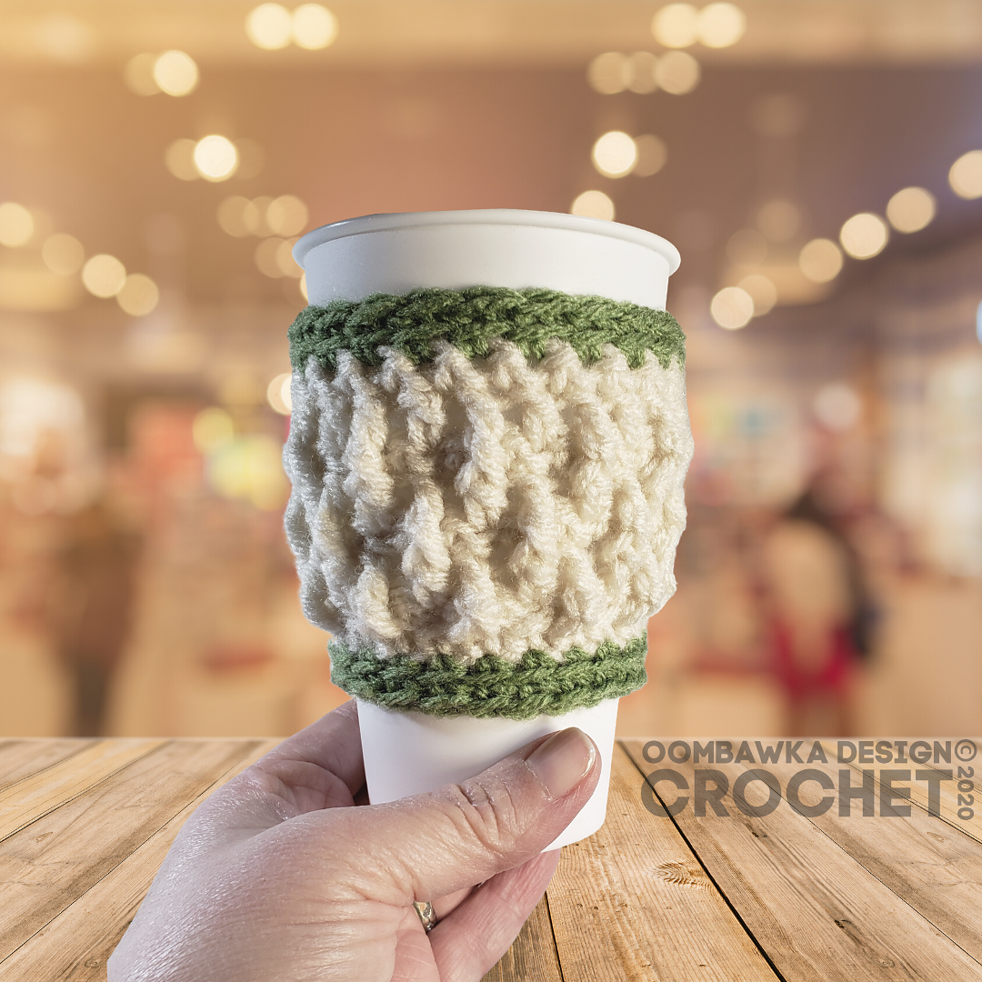 Adjustable Coffee Cup Cozy Pattern • Oombawka Design Crochet