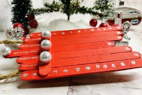 Easy Diy Popsicle Stick Sled Ornament Craft | AllFreeHolidayCrafts.com