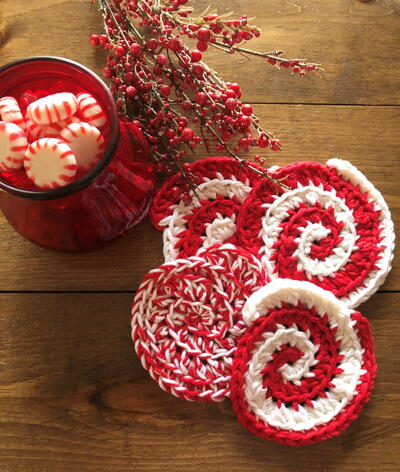 Peppermint Candy Cane Coasters