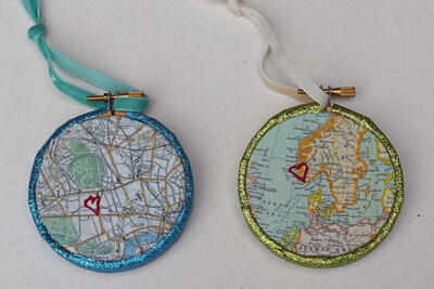 Embroidered Map Ornaments