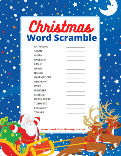 Free Christmas Word Scramble Printable For Kid
