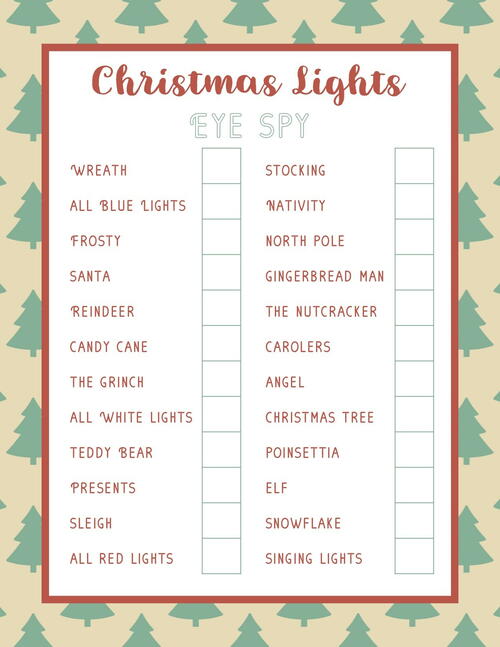 Christmas Lights Eye Spy Printable