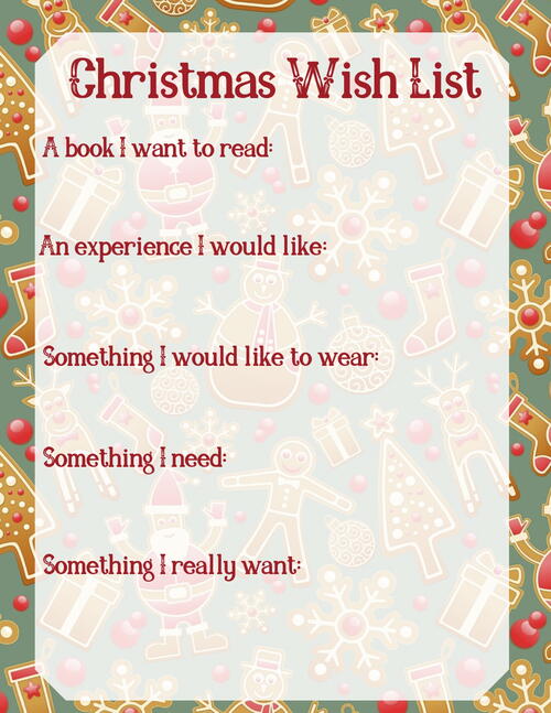 Free Christmas Wish List Printable