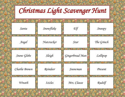 Free Printable Christmas Light Scavenger Hunt