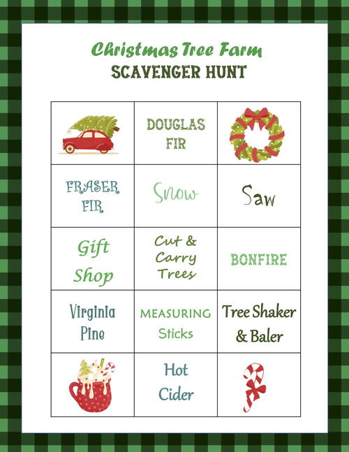 Christmas Tree Farm Scavenger Hunt Free Printable
