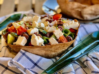 Greek Salad In Tortilla Bowl