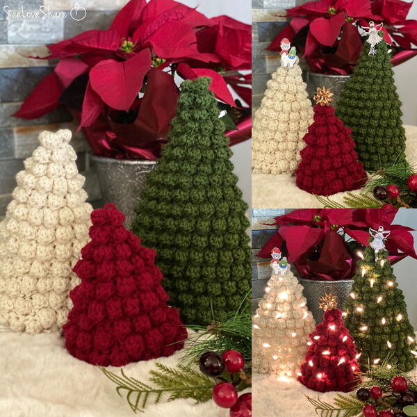 Bobble Stitch Christmas Tree Trio 