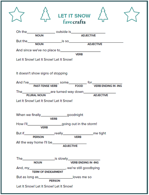 Let It Snow Mad Lib Printable PDF