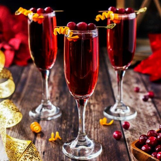 Poinsettia Drink (a Champagne Cocktail)