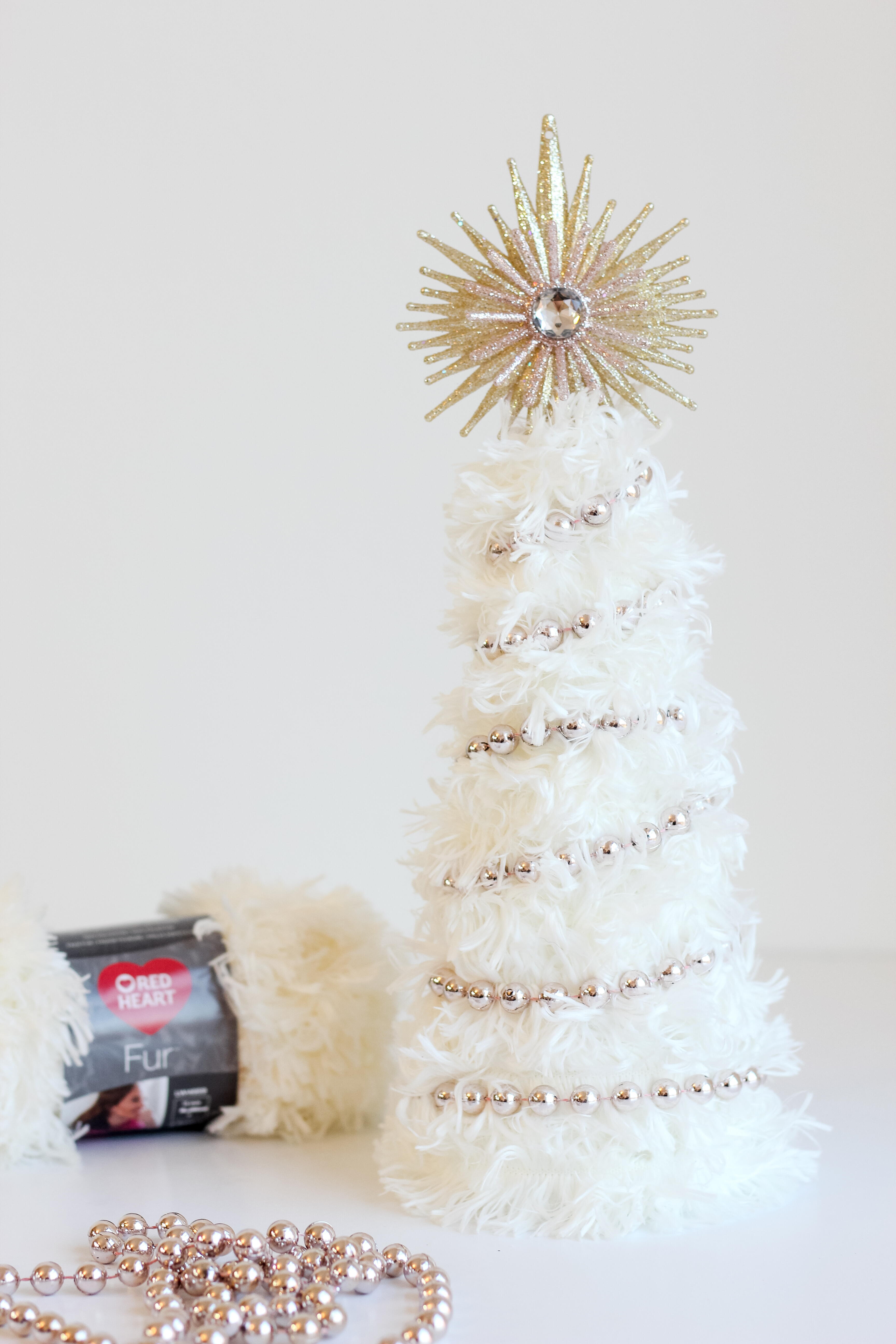 Shabby Chic Fur Christmas Tree Yarn Craft | FaveCrafts.com