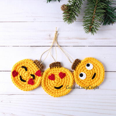 Crochet Emoji Christmas Ornaments