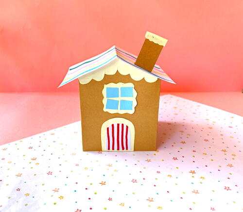 Cute Paper Gingerbread House Craft 