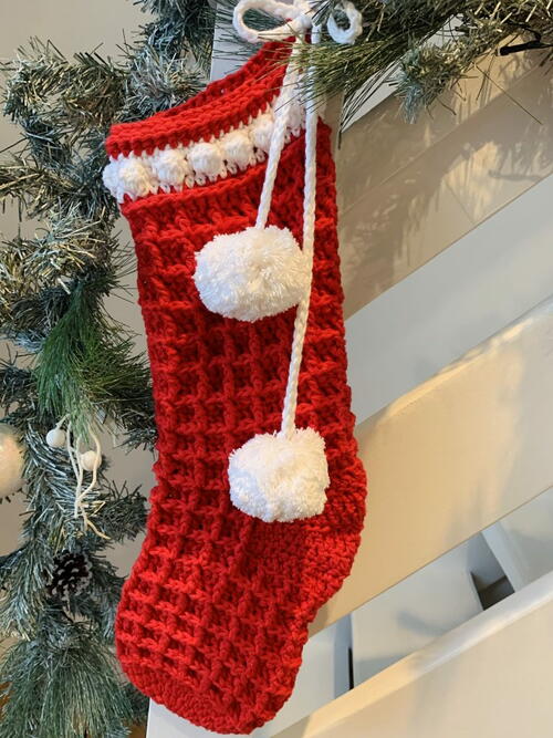 Waffle Christmas Stocking Crochet 