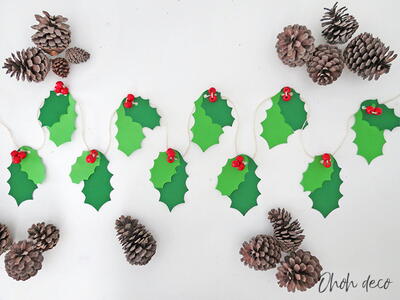 Holly Christmas Paper Garland