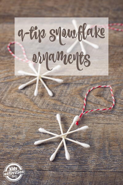 Make Q-tip Snowflake Ornaments