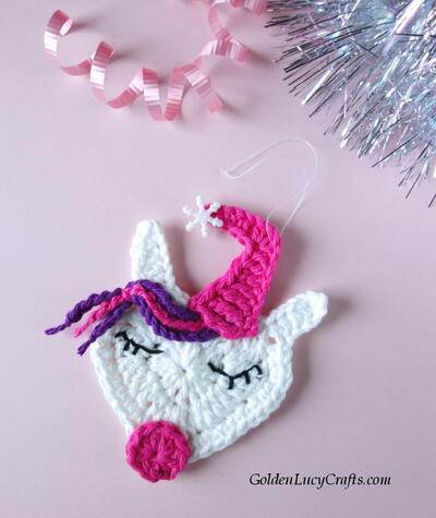 Crochet Unicorn Christmas Ornament