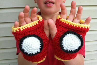 Iron Man Gloves | AllFreeCrochet.com