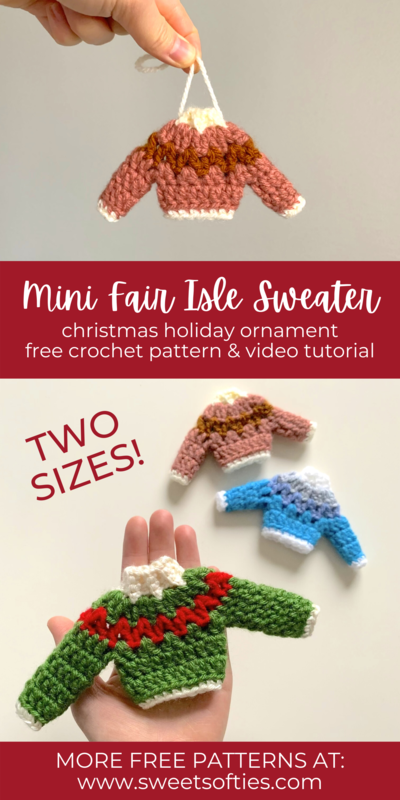 Mini Fair Isle Sweater Holiday Christmas Tree Ornament