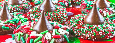 Chocolate Sprinkle Kiss Christmas Cookies