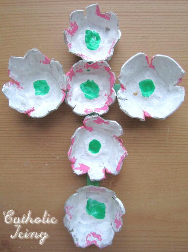 Dogwood Flower Egg Carton Cross