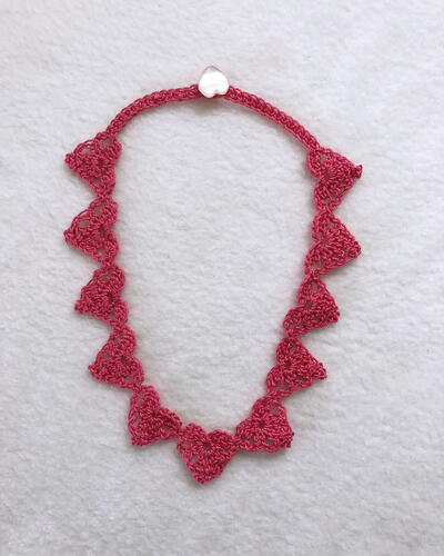 Thread Crochet Heart Necklace