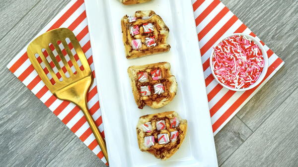 Sweet Cinnamon Roll Waffles For Valentines Day