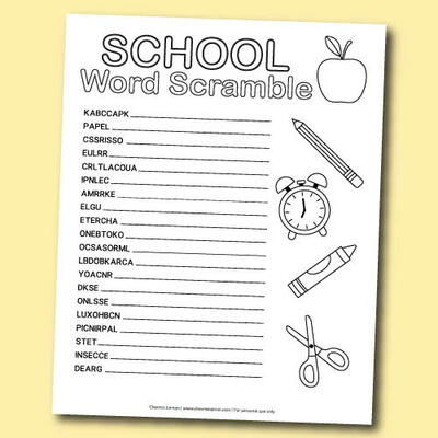 Back To School Word Scramble