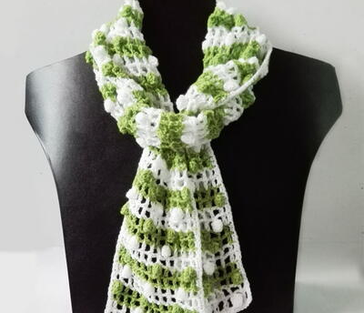 Spring Green Lacy Crochet Mesh Scarf