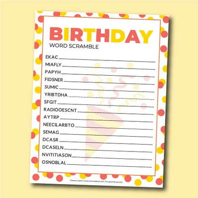 Printable Birthday Word Scramble