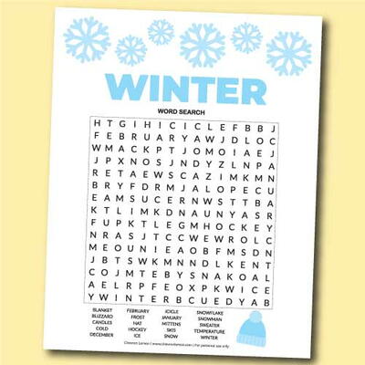 Printable Winter Word Search Puzzle