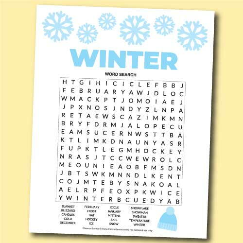 Printable Winter Word Search Puzzle