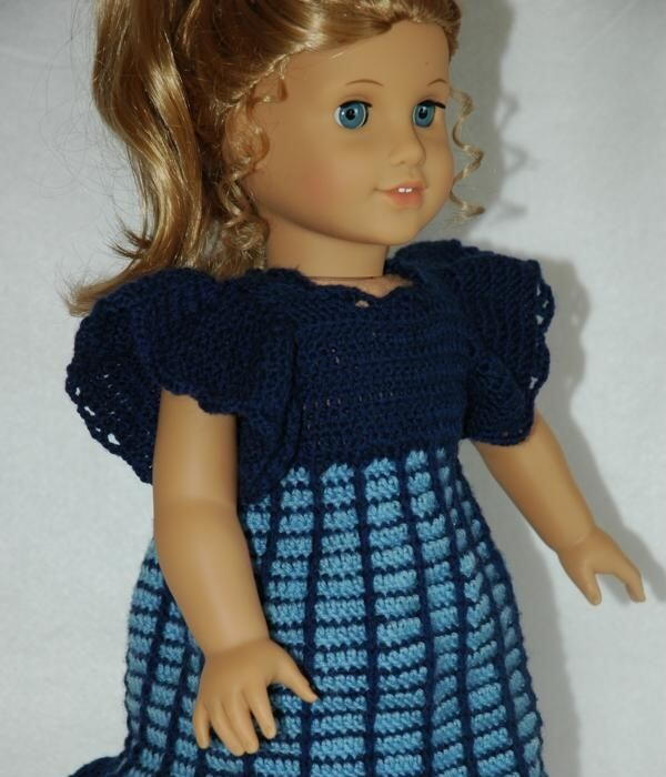 American Girl Doll Empire Waist Dress with Ruffles | AllFreeCrochet.com