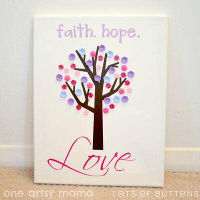 Faith Hope Love Button Tree