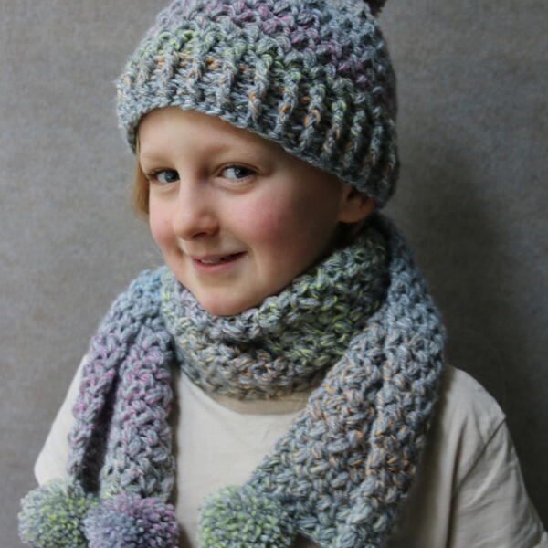 Watercolour Hat And Scarf Set
