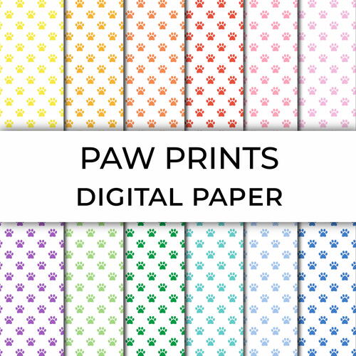 Printable Paw Prints Digital Paper
