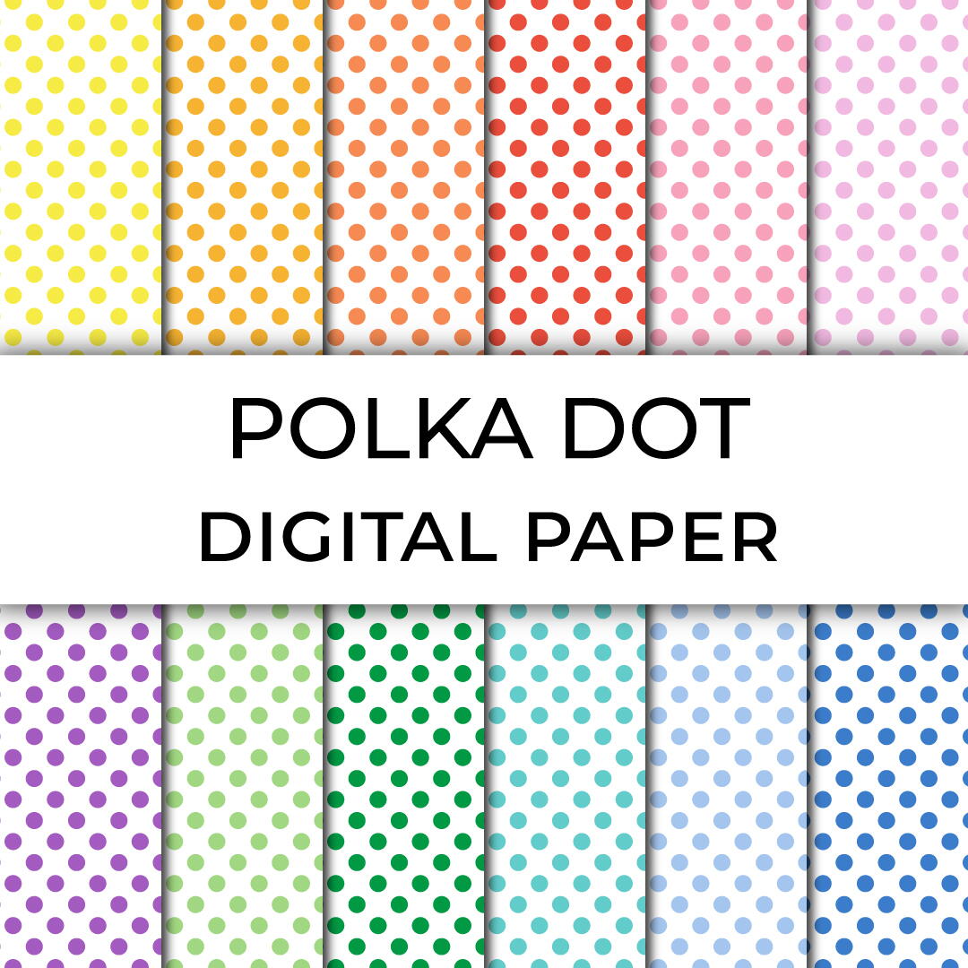 Scrapbooking Paper POLKA-DOTS DIGITAL Paper Digital Downloads Instant Downloads