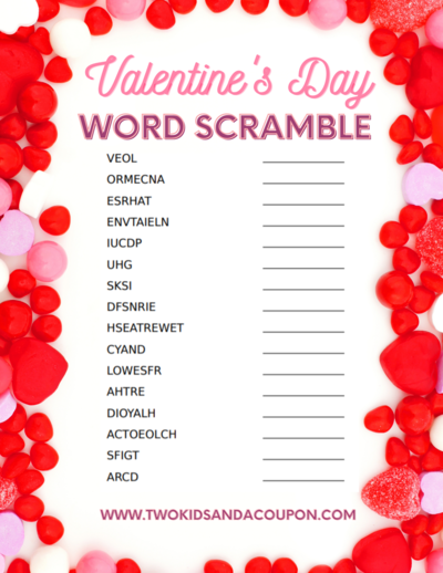 Free Valentine’s Day Word Scramble For Kids