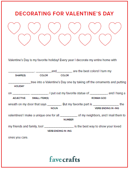 Valentine's Day Decorating Mad Lib (Free Printable)