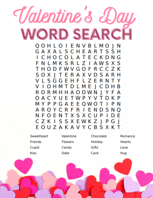 Free Valentine Word Search For Kids