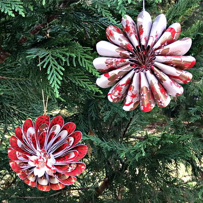 Pretty Paper Ornaments Made From Gift Wrap
