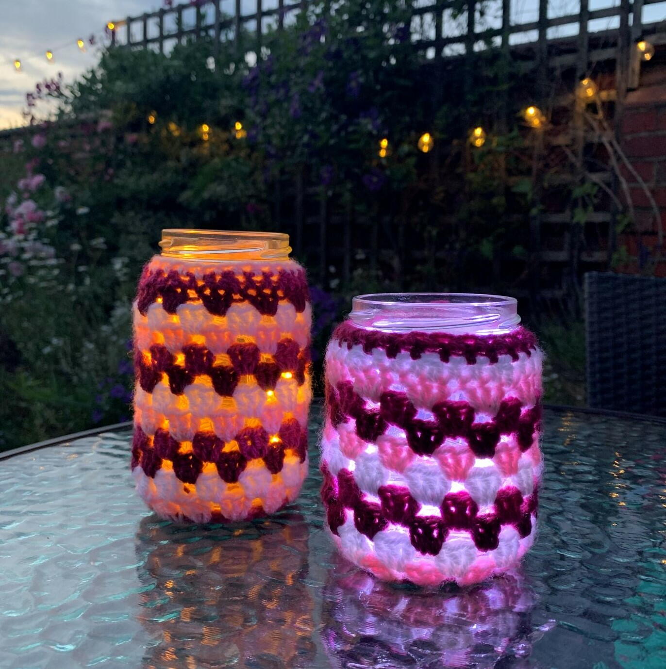Running Rings Mason Jar Cozy | AllFreeCrochet.com