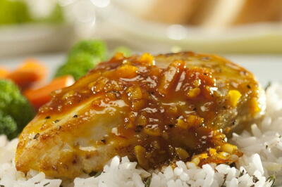 Grilled Chicken Breast With Orange Glaze And Citrus Butter Sauce