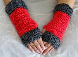 Wave Stitch Crochet Fingerless Gloves